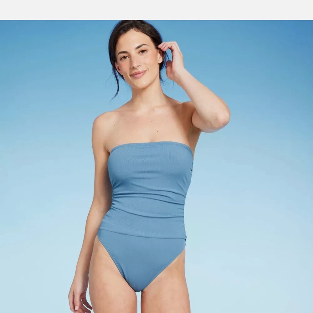 Women's Blue Strapless Swimsuit Shade & Shore